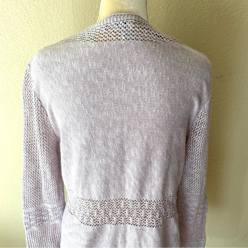 Sundance Beaux Pointelle Lilac Cardigan Sweater - Picture 4 of 9